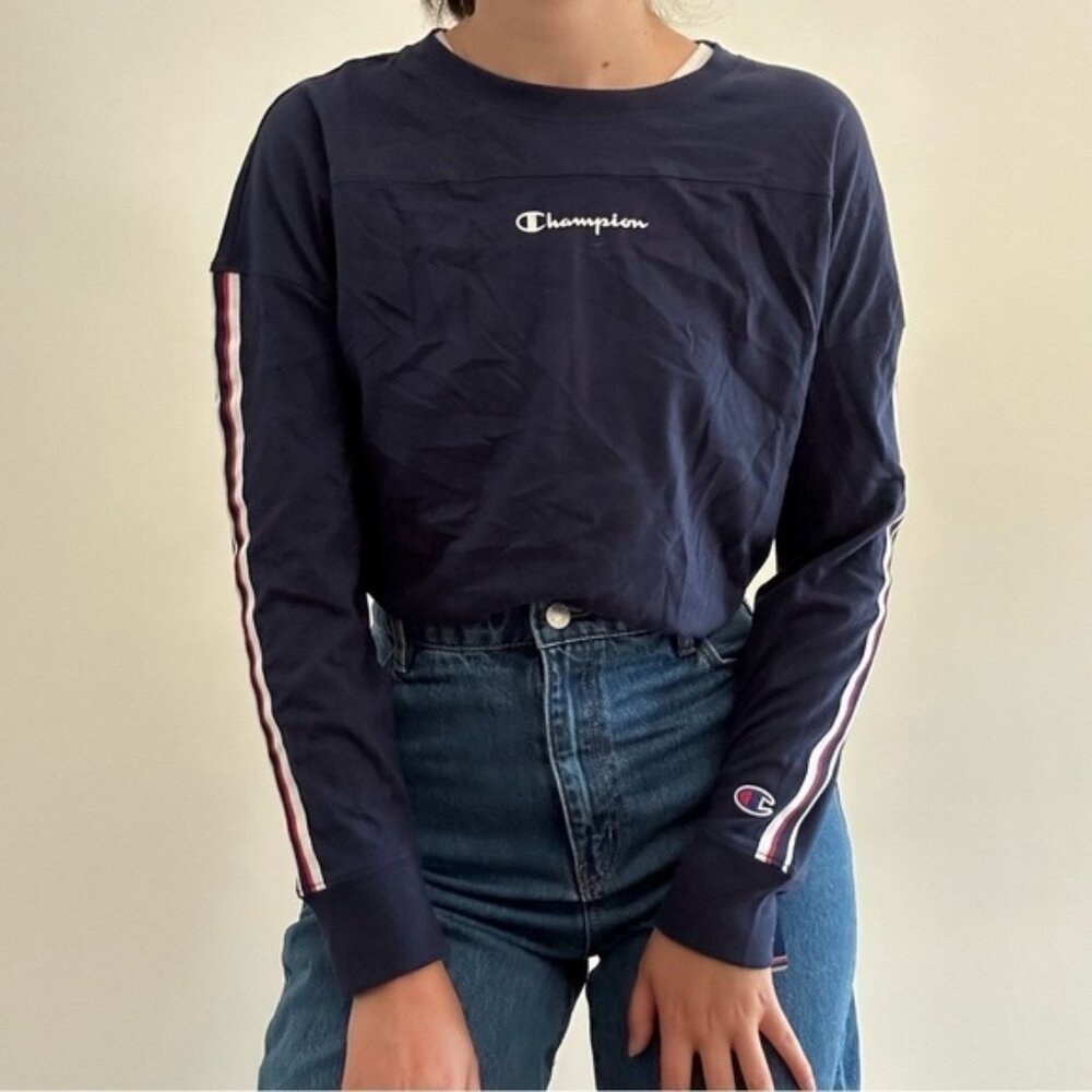 CHAMPION ATHLETIC NAVY CAMPUS  LONG SLEEVE T- XS